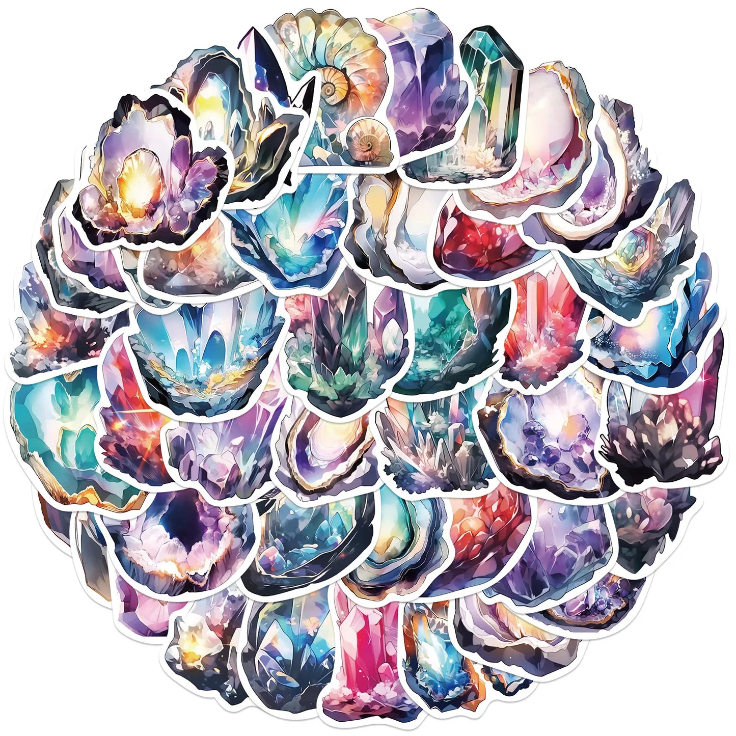💎✨ 50-pack Kristallmagi – Geoder & Ädelstensglow i Vattentålig Vinyl