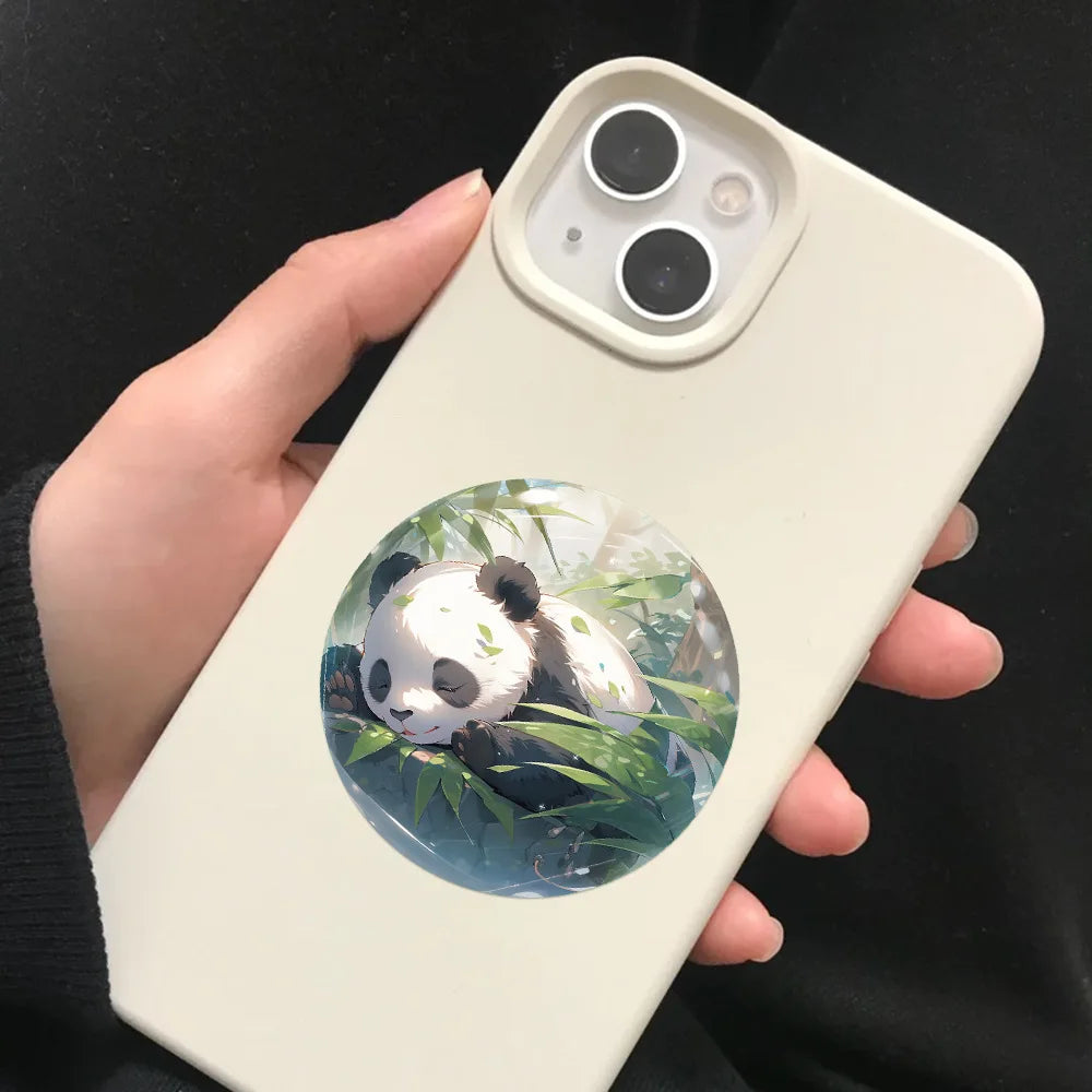 🌸✨ 50-pack Drömska Rundade Motiv – Vattentåliga Vinylklistermärken med Magiska Landskap & Djur ✨🌸