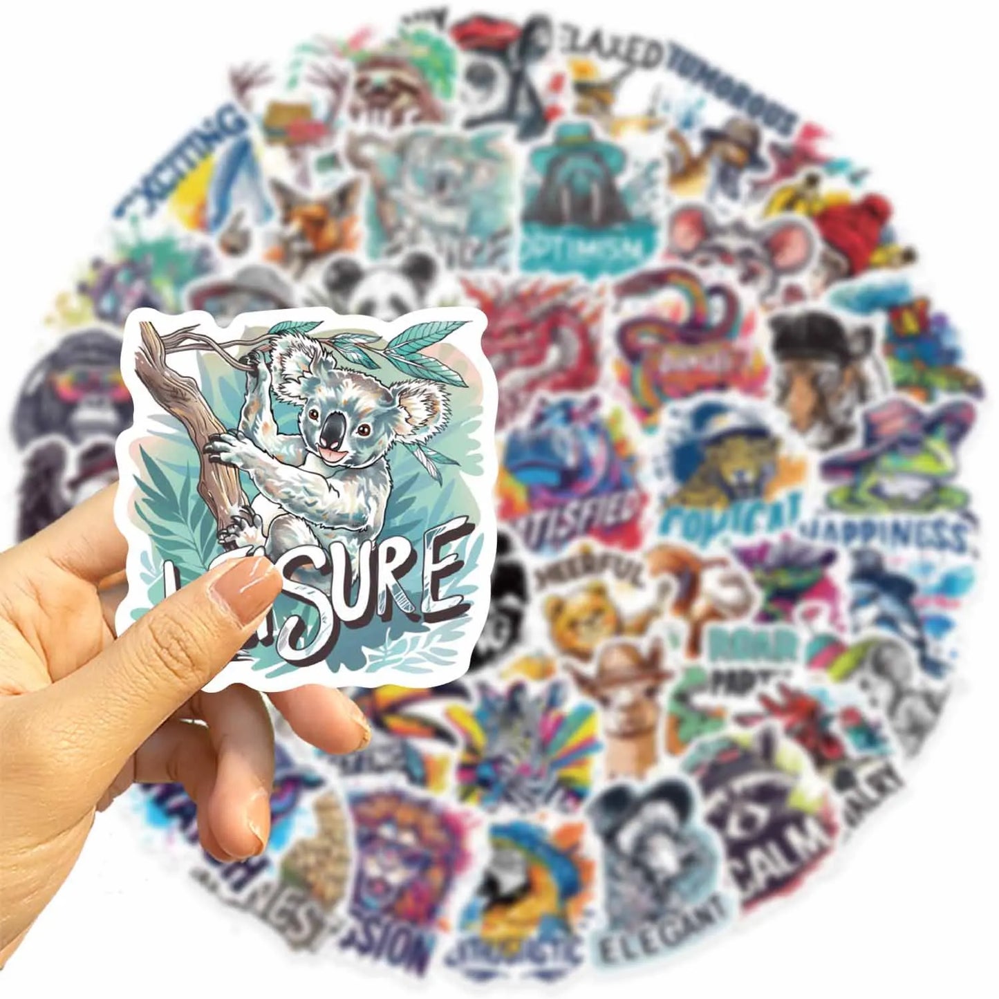 🕶️🐯 50-pack Coola Djur med Attityd – Street Art Stickers i Vinyl Grafitti style