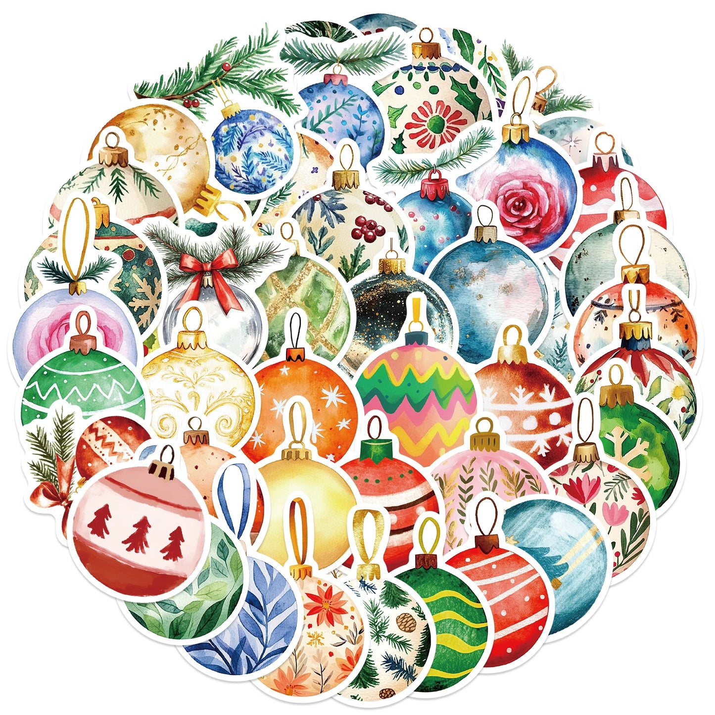 🎄✨ 56-pack Julkulor Deluxe – Akvarelliga Vintermotiv i Vattentålig Vinyl