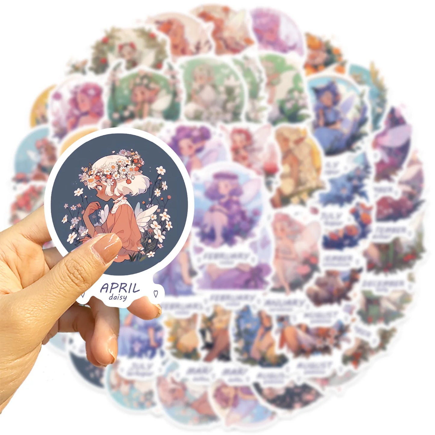 🌷🧚 50-pack Blomälvor – Månadens Fe & Blomma i Vattentålig Vinyl