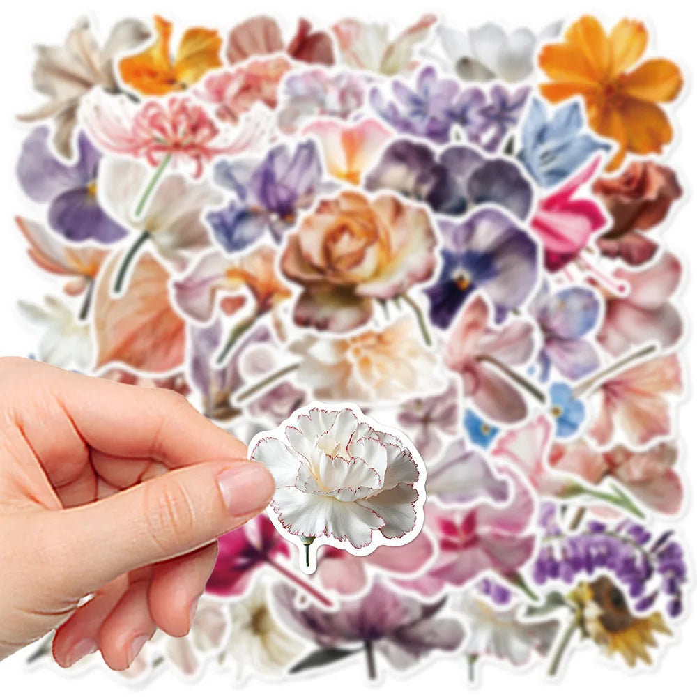 🌸 Herbarium To-Go – 50-pack Botaniska Blomster i Vattentålig Vinyl