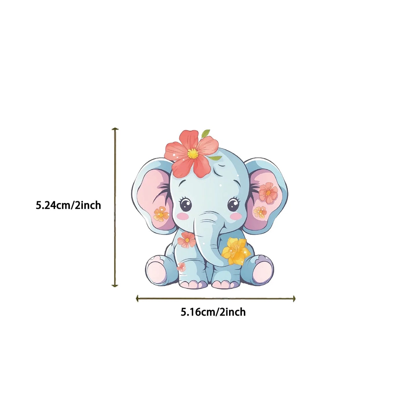 🐘🌈 50-pack Elefantparad – Snabelsöta Klistermärken i Vattentålig Vinyl