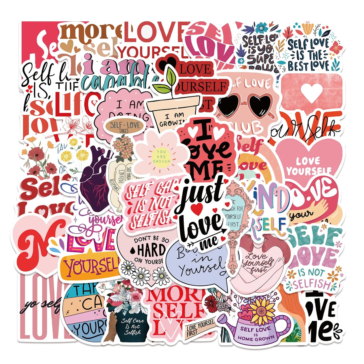 💗 50-pack Self Love – Självkärlek & Pepp i Vattentålig Vinyl