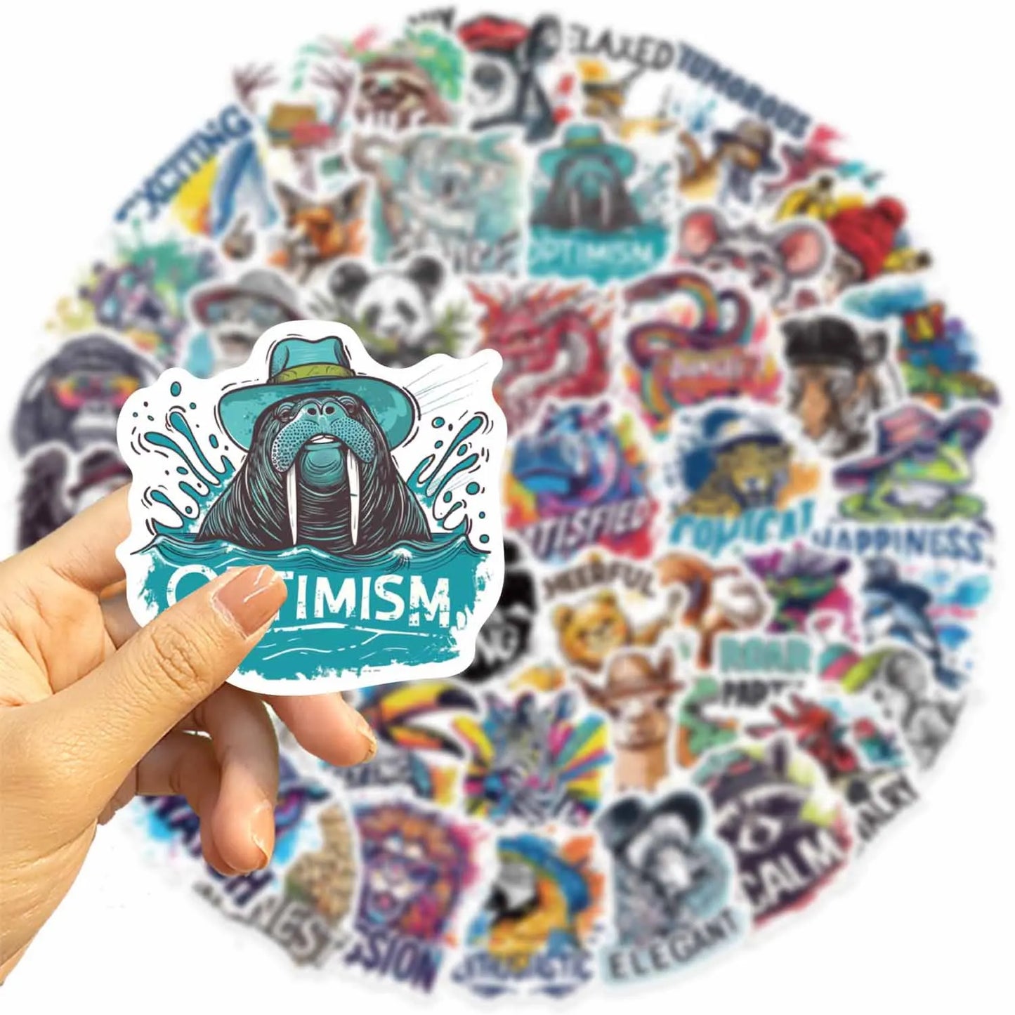 🕶️🐯 50-pack Coola Djur med Attityd – Street Art Stickers i Vinyl Grafitti style