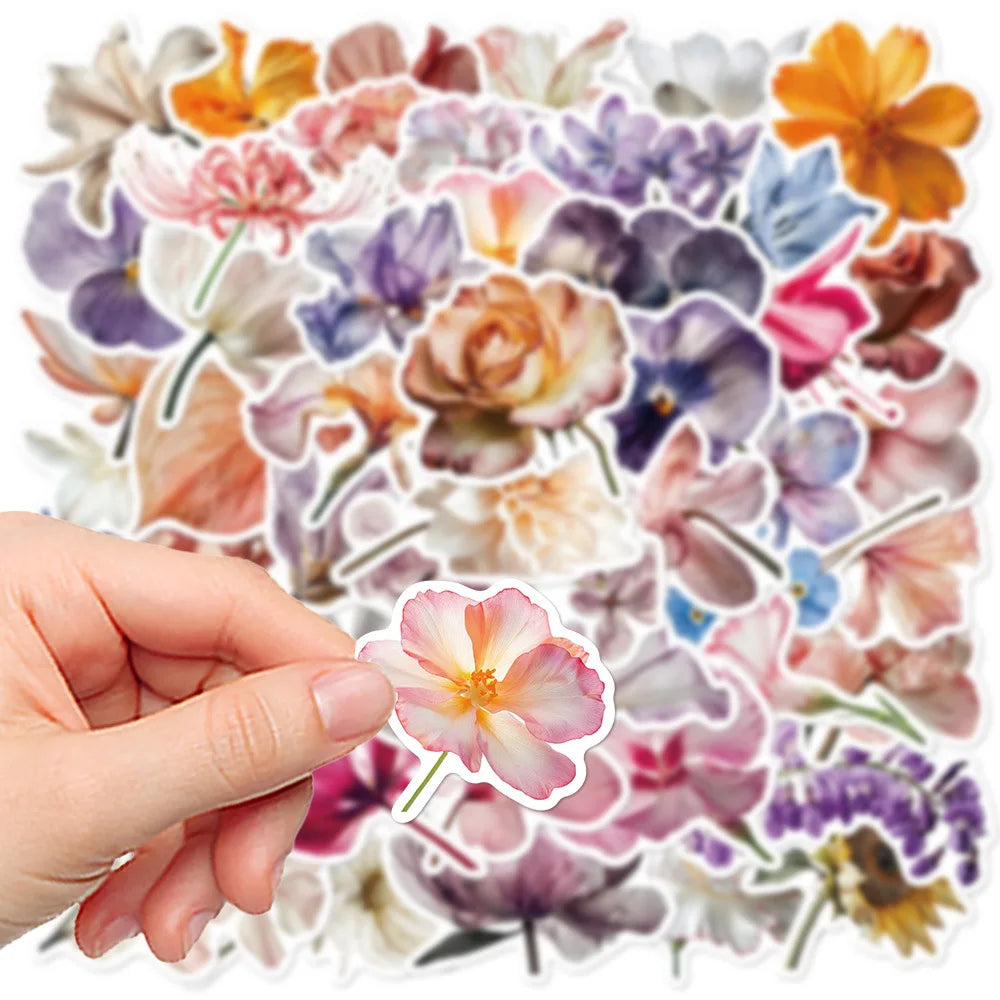 🌸 Herbarium To-Go – 50-pack Botaniska Blomster i Vattentålig Vinyl