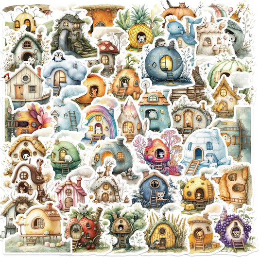 🏡🧚♀️ 50-pack Sagohus & Cottagecore – Vattentåliga Vinylklistermärken
