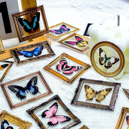 🦋🏛️ 52-pack Fjärilsgalleri – Vintage Ramar & Vackra Vingslag i Vattentålig Vinyl