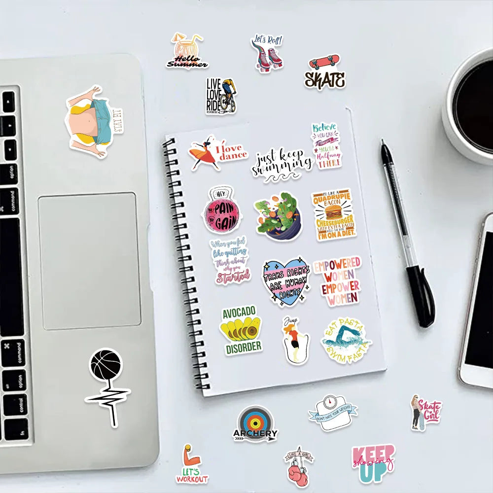 🏃♀️💪 50-pack Sport & Pepp – Träning, Pride & Power i Vattentålig Vinyl