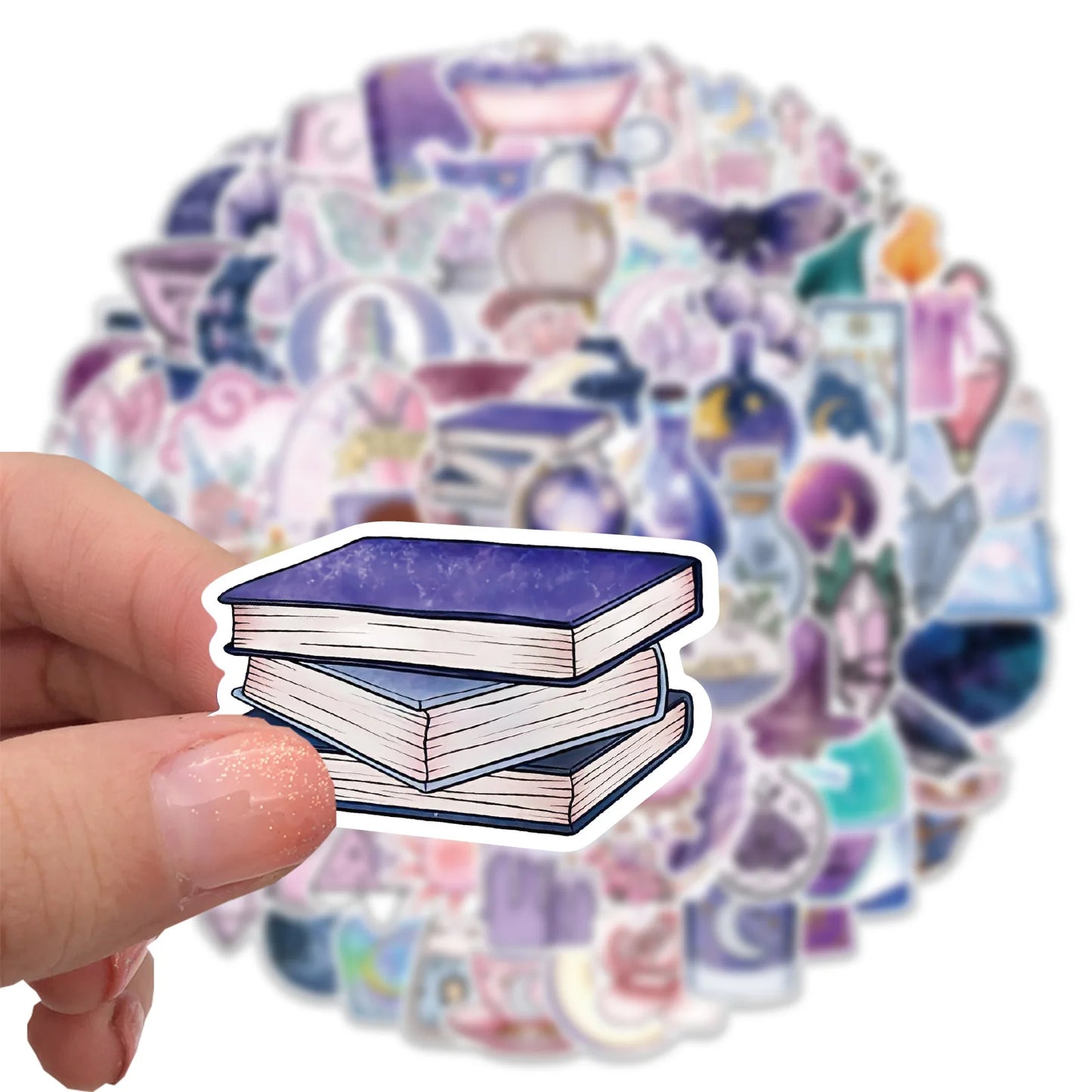 🌙🔮 100-pack Pastellmagi – Kristaller, Månar & Potioner i Vattentålig Vinyl