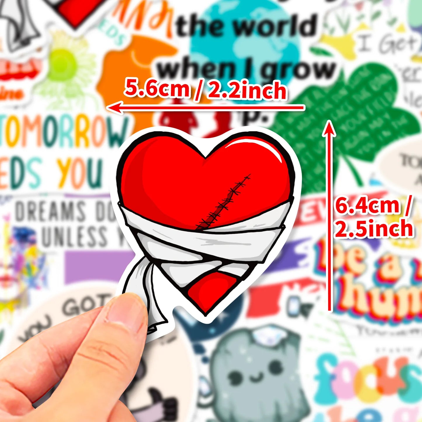 🌈🧠 50-pack Mindset Magic – Motiverande Quote-Stickers i vattentålig vinyl