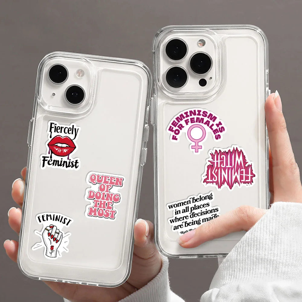 ✊🌈 50-pack Feminist Power – Peppiga Citat & Symboler i Vattentålig Vinyl