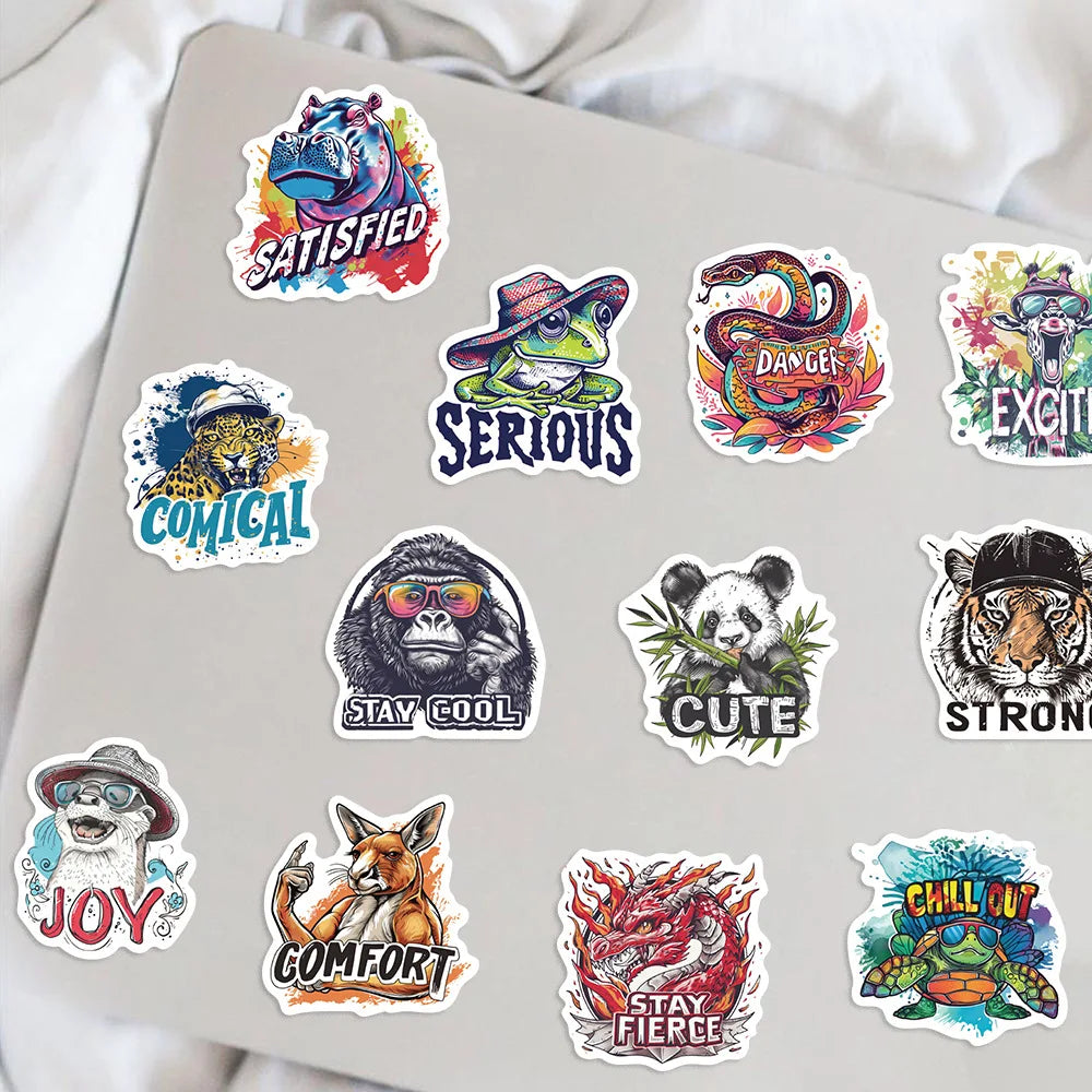🕶️🐯 50-pack Coola Djur med Attityd – Street Art Stickers i Vinyl Grafitti style
