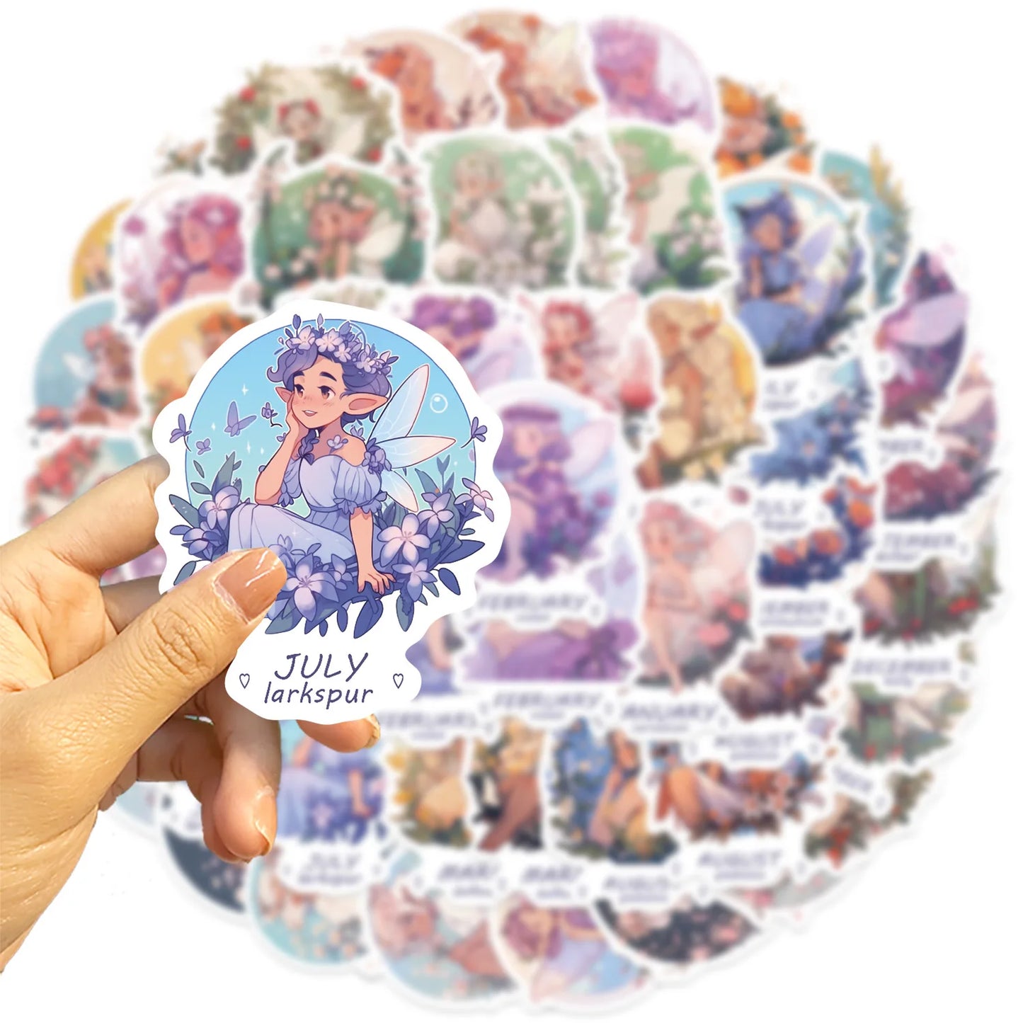 🌷🧚 50-pack Blomälvor – Månadens Fe & Blomma i Vattentålig Vinyl