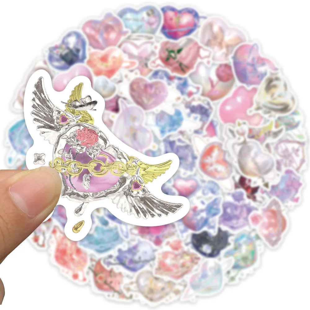 💖✨ 60-pack Valentine Hjärtan – Pastellglow i Vattentålig Vinyl