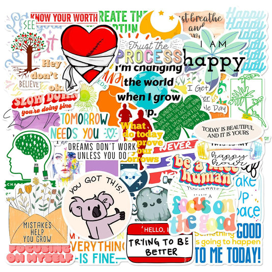 đđ§  50-pack Mindset Magic â Motiverande Quote-Stickers i vattentĂ„lig vinyl