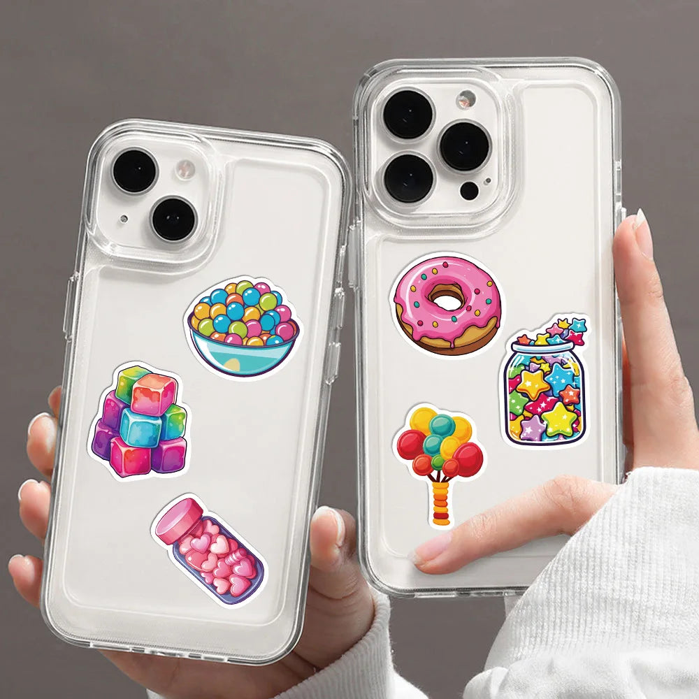🍭🍬 50-pack Sötsaksklistermärken – Vattentåliga Vinylstickers med Godis & Glass 🎉🍩