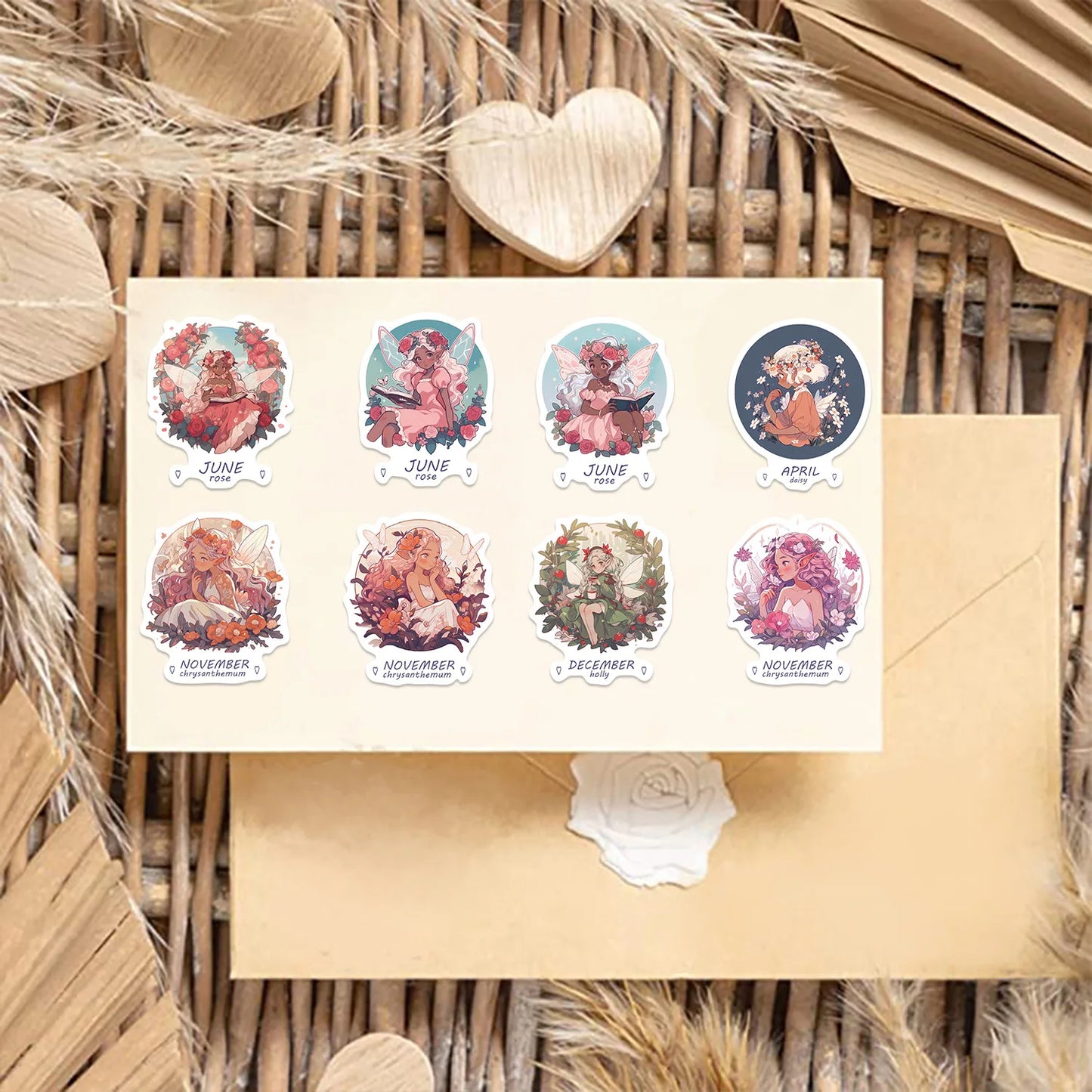 🌷🧚 50-pack Blomälvor – Månadens Fe & Blomma i Vattentålig Vinyl