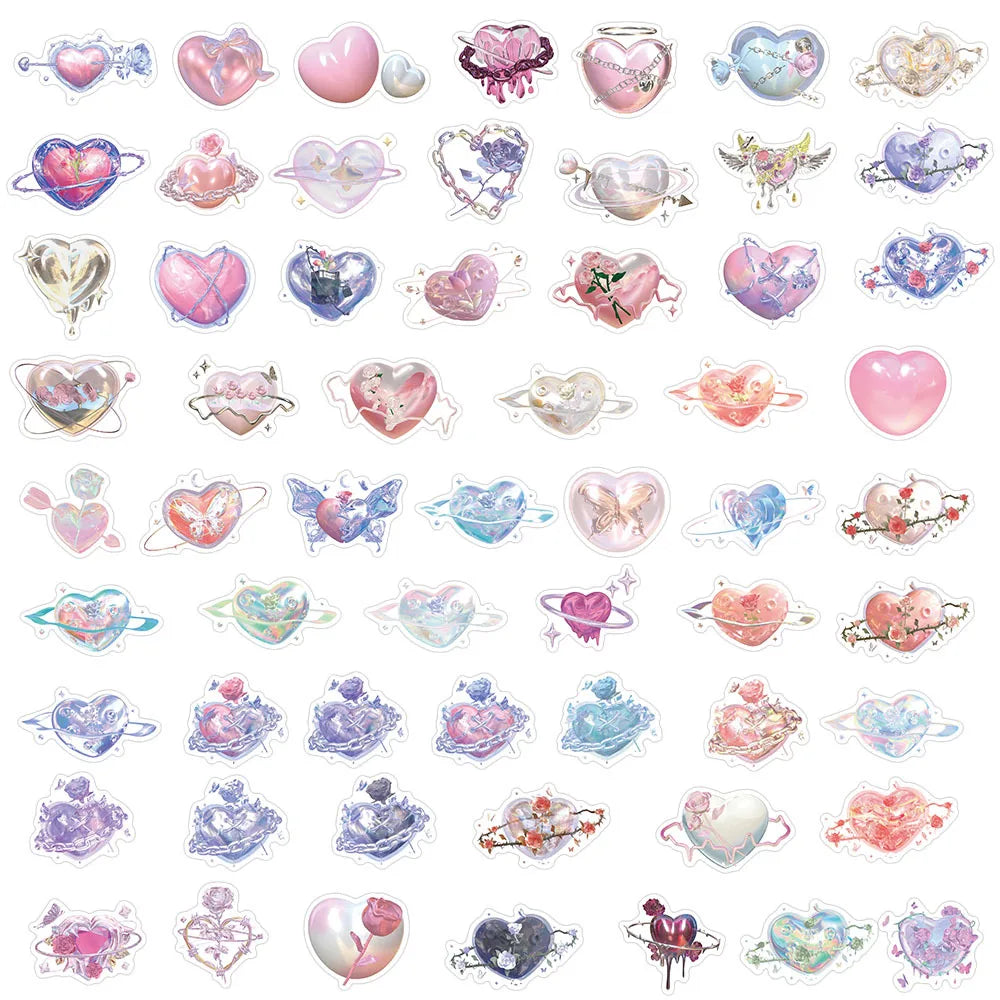 💖✨ 60-pack Valentine Hjärtan – Pastellglow i Vattentålig Vinyl