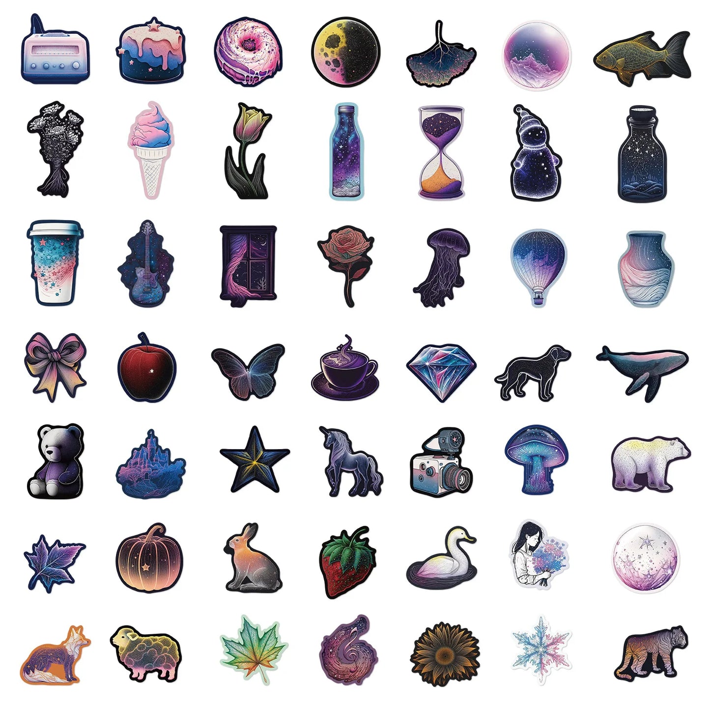 🌌 50-pack Night Galaxy – Mörk Mystik & Pastellglow i Vattentålig Vinyl