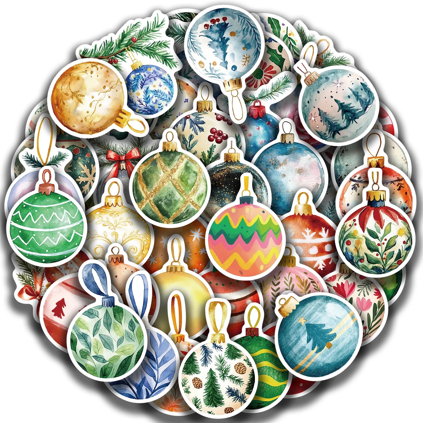 🎄✨ 56-pack Julkulor Deluxe – Akvarelliga Vintermotiv i Vattentålig Vinyl