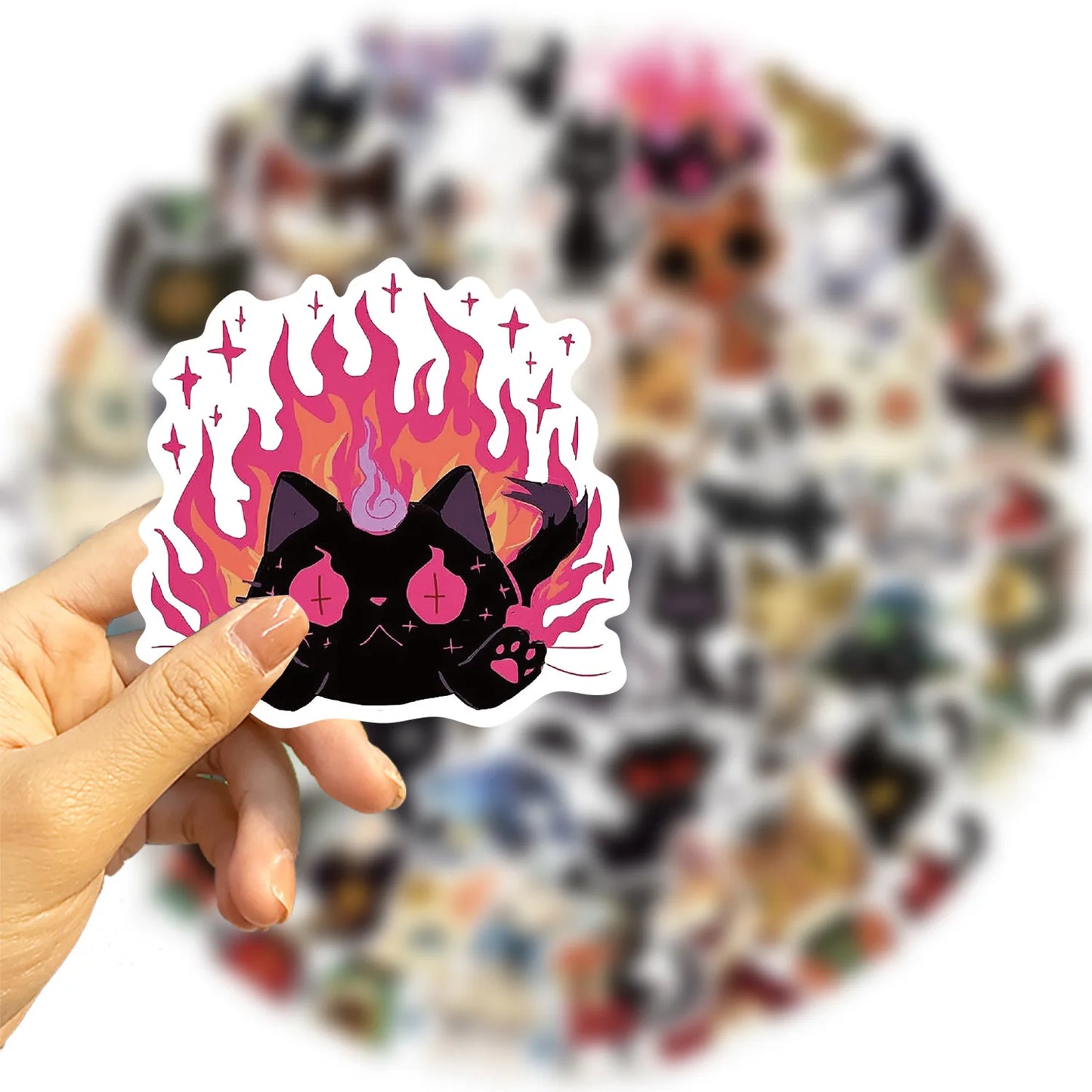 😼🎃 50-pack Spooky Cats – Creepy-Cute Kattklistermärken i Vattentålig Vinyl