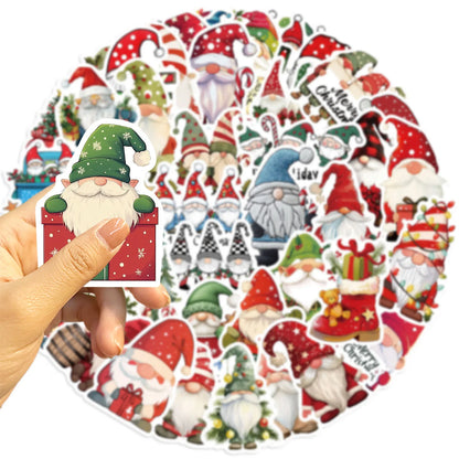 🎅✨ 50-pack Julnissar – Tomteklistermärken i Vattentålig Vinyl