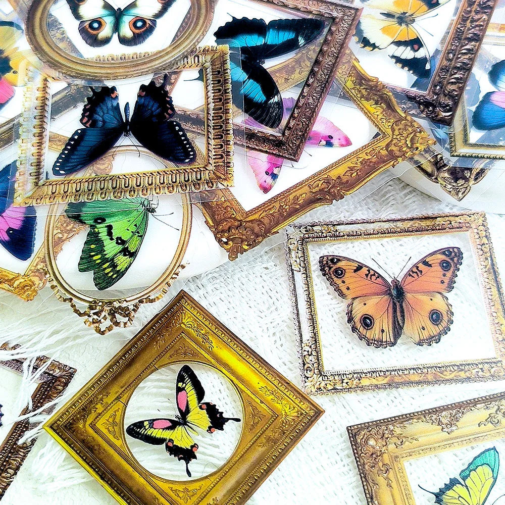 🦋🏛️ 52-pack Fjärilsgalleri – Vintage Ramar & Vackra Vingslag i Vattentålig Vinyl