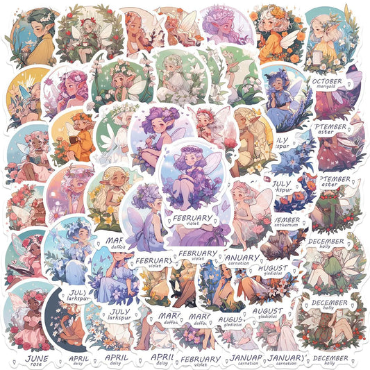 🌷🧚 50-pack Blomälvor – Månadens Fe & Blomma i Vattentålig Vinyl
