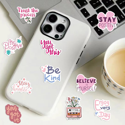💖 50-pack Positiv Power – Rosa Quote-Stickers som sprider pepp!