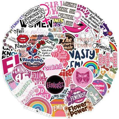 ✊🌈 50-pack Feminist Power – Peppiga Citat & Symboler i Vattentålig Vinyl