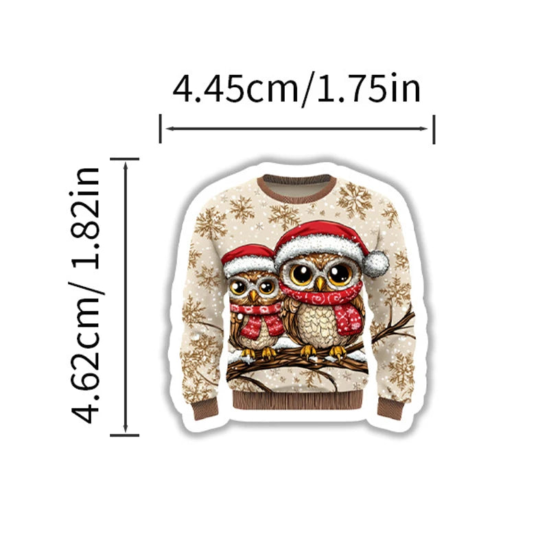 🧶🎅 50-pack Jultröje-klistermärken – Festliga Ugly Sweaters i Retrostil