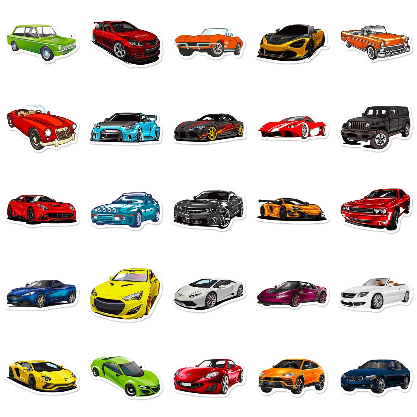 🏁🚗 50-pack Bilbonanza – Supercars, Klassiker & Off-road i Vattentålig Vinyl