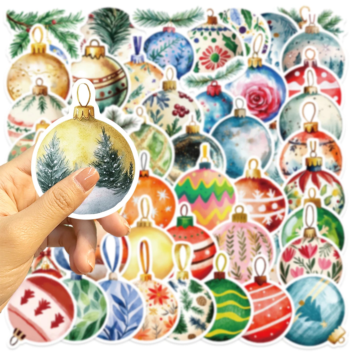 🎄✨ 56-pack Julkulor Deluxe – Akvarelliga Vintermotiv i Vattentålig Vinyl