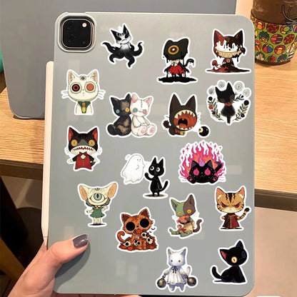 😼🎃 50-pack Spooky Cats – Creepy-Cute Kattklistermärken i Vattentålig Vinyl