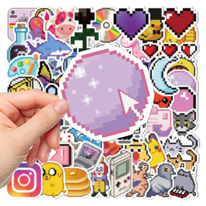 🕹️✨ 64-pack Retro Pixel Party – 8-bit Klistermärken i Vattentålig Vinyl