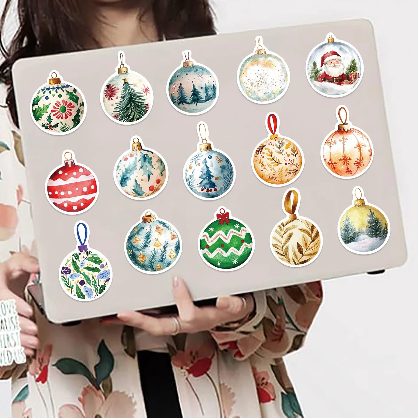 🎄✨ 56-pack Julkulor Deluxe – Akvarelliga Vintermotiv i Vattentålig Vinyl