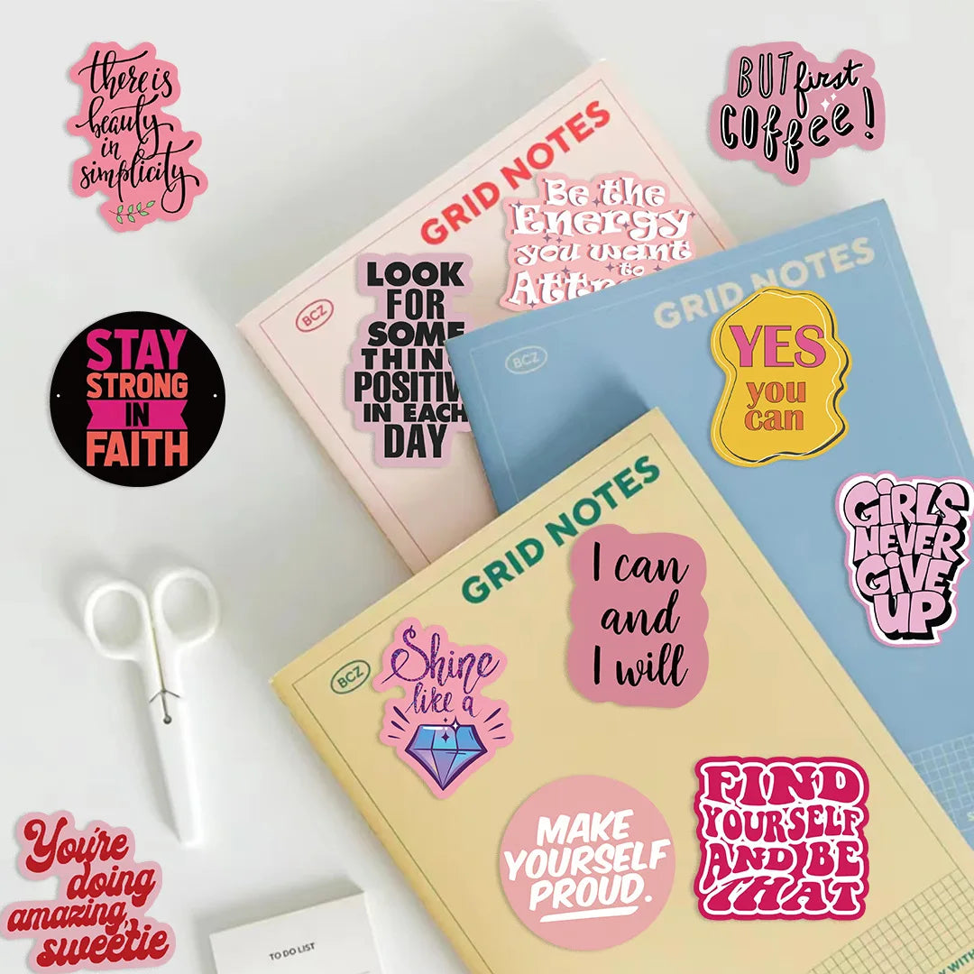 💖 50-pack Positiv Power – Rosa Quote-Stickers som sprider pepp!
