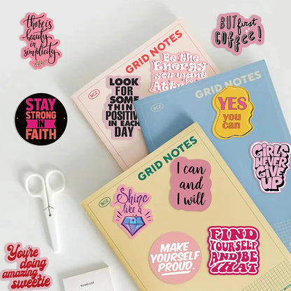 💖 50-pack Positiv Power – Rosa Quote-Stickers som sprider pepp!