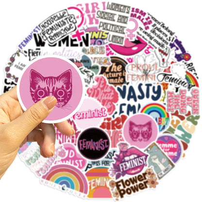 ✊🌈 50-pack Feminist Power – Peppiga Citat & Symboler i Vattentålig Vinyl