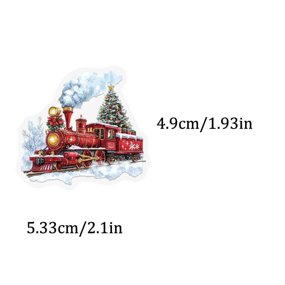 🎅✨ 50-pack Julklistermärken – Retro Vintermagi med Tomtar, Djur & Paket