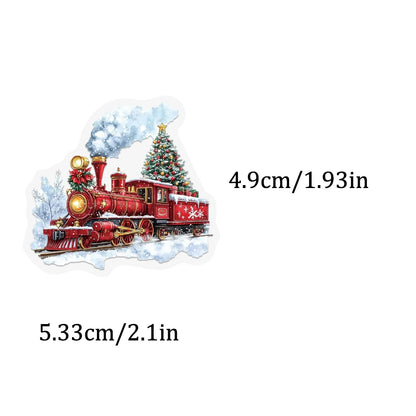 🎅✨ 50-pack Julklistermärken – Retro Vintermagi med Tomtar, Djur & Paket