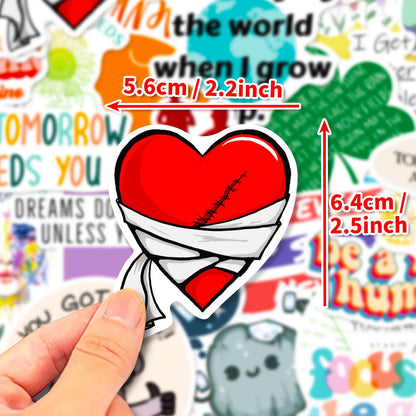 🌈🧠 50-pack Mindset Magic – Motiverande Quote-Stickers i vattentålig vinyl