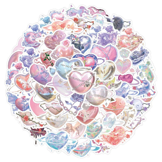 💖✨ 60-pack Valentine Hjärtan – Pastellglow i Vattentålig Vinyl