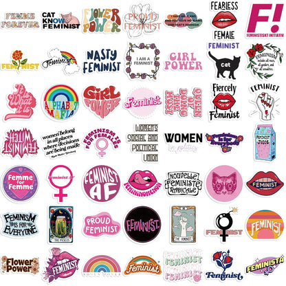 ✊🌈 50-pack Feminist Power – Peppiga Citat & Symboler i Vattentålig Vinyl