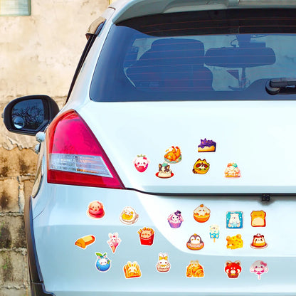 🍰🐻 50-pack Supergulliga Kawaii Mat & Djur Klistermärken – Vattentåliga Vinylstickers 🐰🍩