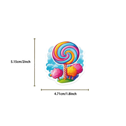 🍭🍬 50-pack Sötsaksklistermärken – Vattentåliga Vinylstickers med Godis & Glass 🎉🍩
