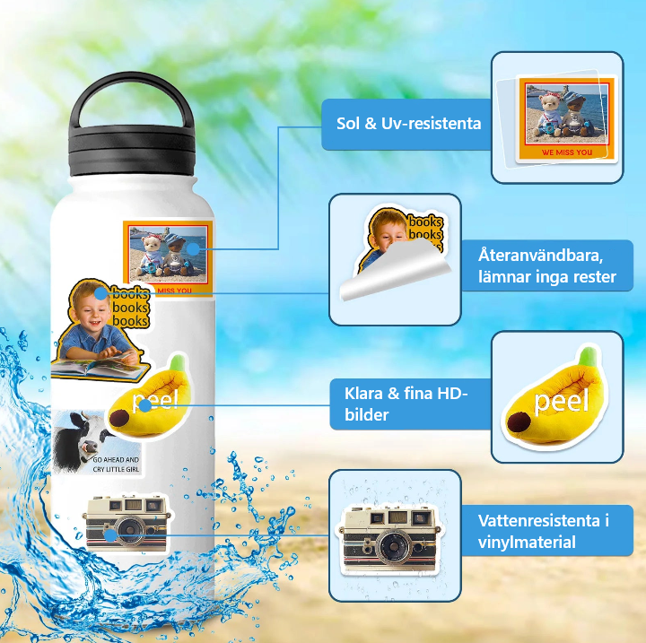 🎉 50-pack Retro Pop & Good Vibes – Vattentåliga Quote-Stickers i Vinyl