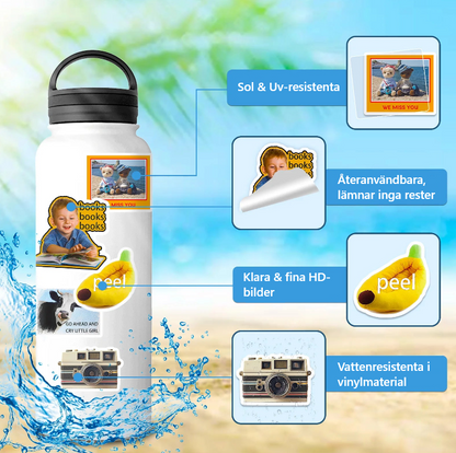 🎉 50-pack Retro Pop & Good Vibes – Vattentåliga Quote-Stickers i Vinyl