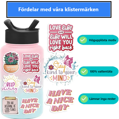 💖 50-pack Positiv Power – Rosa Quote-Stickers som sprider pepp!